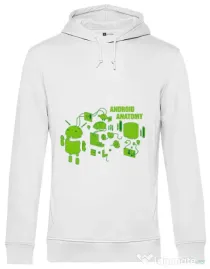 Hoodie barbat cu gluga Android anatomy Alb