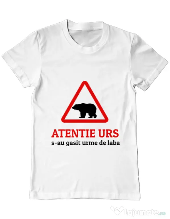 Tricou ADLER barbat Atentie urs Alb