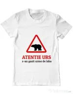 Tricou ADLER barbat Atentie urs Alb
