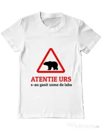 Tricou ADLER barbat Atentie urs Alb
