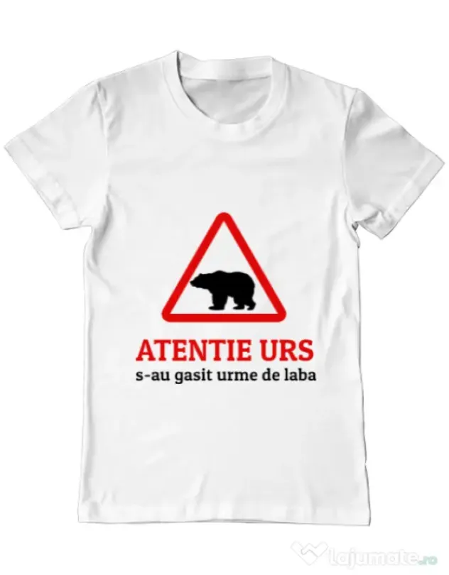 Tricou ADLER barbat Atentie urs Alb