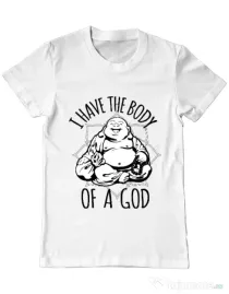 Tricou ADLER barbat Body of a god Alb