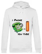 Hoodie barbat cu gluga Iphone youtube Alb