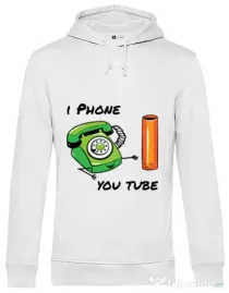 Hoodie barbat cu gluga Iphone youtube Alb