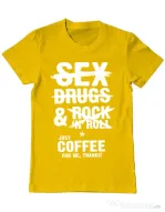 Tricou ADLER barbat Just coffee for me Galben