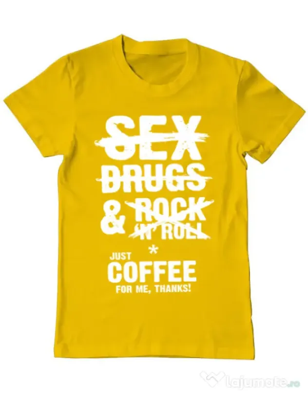 Tricou ADLER barbat Just coffee for me Galben