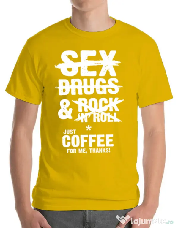 Tricou ADLER barbat Just coffee for me Galben
