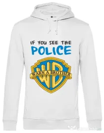 Hoodie barbat cu gluga Warn a brother Alb
