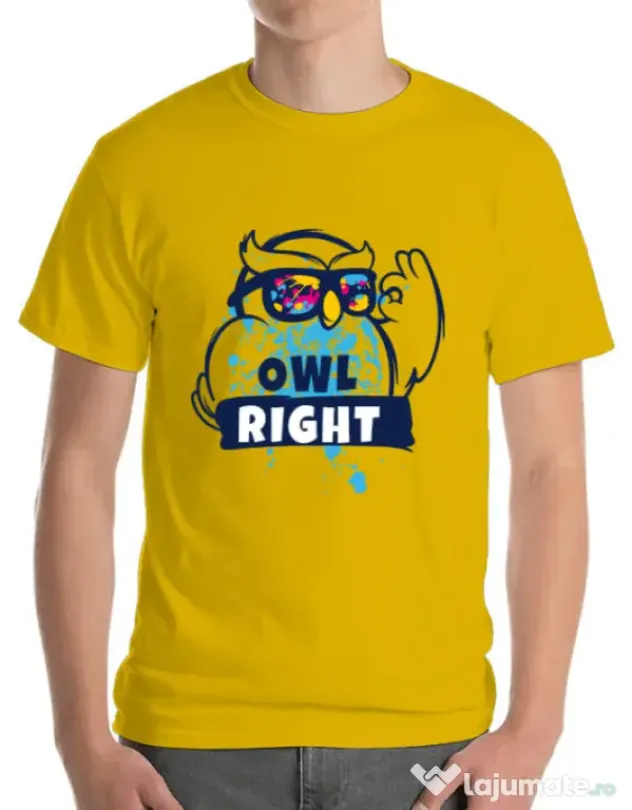 Tricou ADLER barbat Owl right Galben