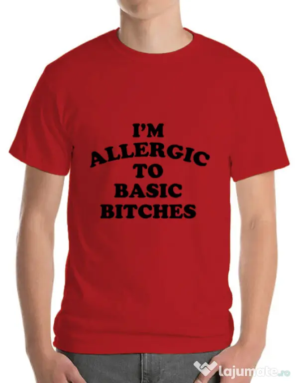 Tricou ADLER barbat Allergic to basic bitches Rosu