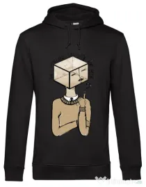 Hoodie barbat cu gluga Am I thinking outside the box Negru