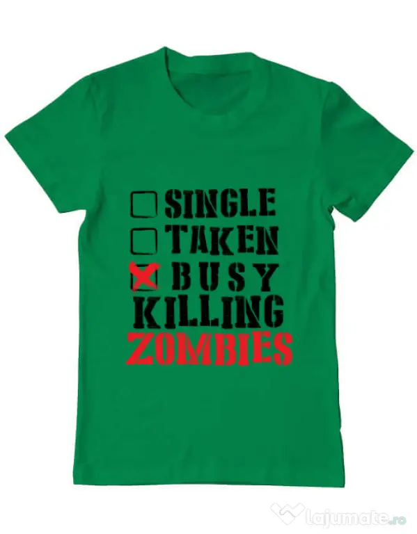 Tricou ADLER barbat Busy killing zombies Verde mediu