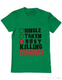 Tricou ADLER barbat Busy killing zombies Verde mediu