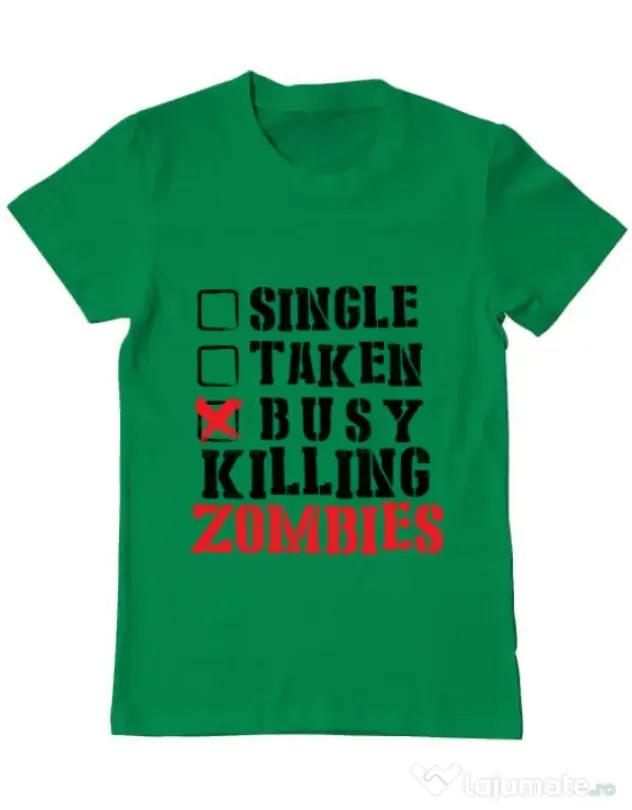 Tricou ADLER barbat Busy killing zombies Verde mediu