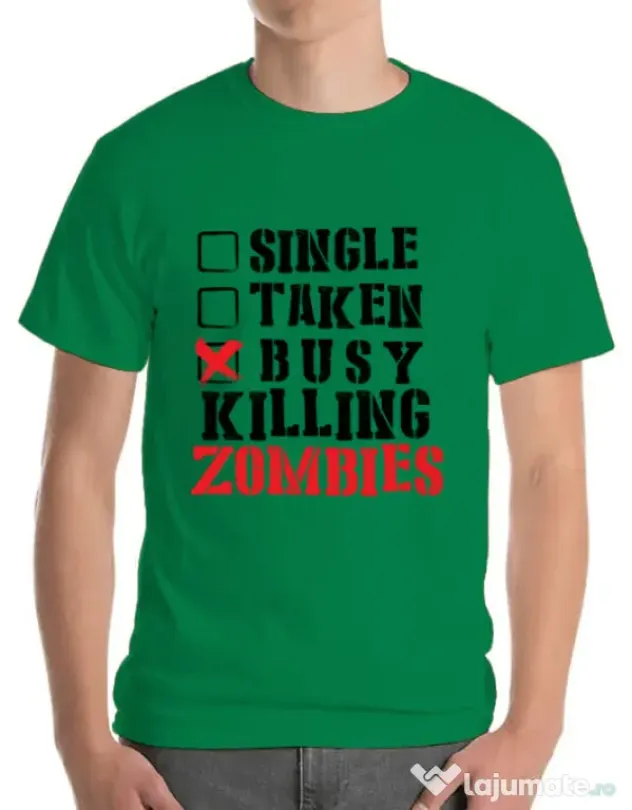 Tricou ADLER barbat Busy killing zombies Verde mediu
