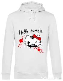 Hoodie barbat cu gluga Hello zombie Alb