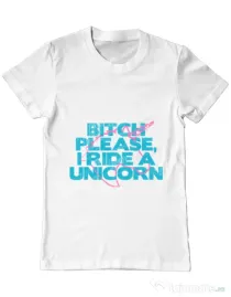 Tricou ADLER barbat I ride a unicorn Alb
