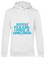 Hoodie barbat cu gluga I ride a unicorn Alb