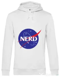 Hoodie barbat cu gluga Nerd Alb