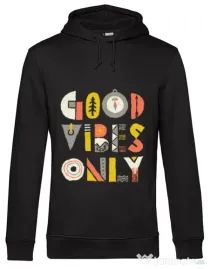 Hoodie barbat cu gluga Good vibes only Negru