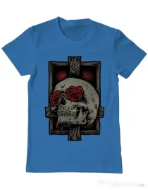 Tricou ADLER barbat Skullcross Albastru azuriu