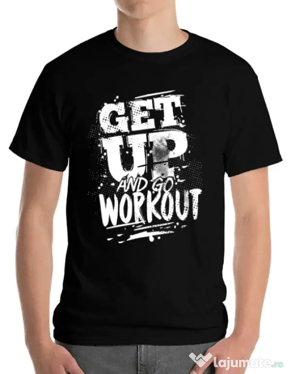 Tricou ADLER barbat Get up and go workout Negru