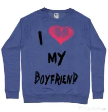 Bluza ADLER barbat I love my boyfriend Albastru melanj