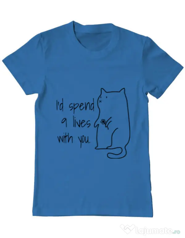 Tricou ADLER barbat Nine lives Albastru azuriu