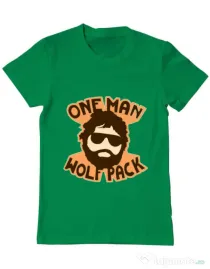 Tricou ADLER barbat One man wolf pack Verde mediu