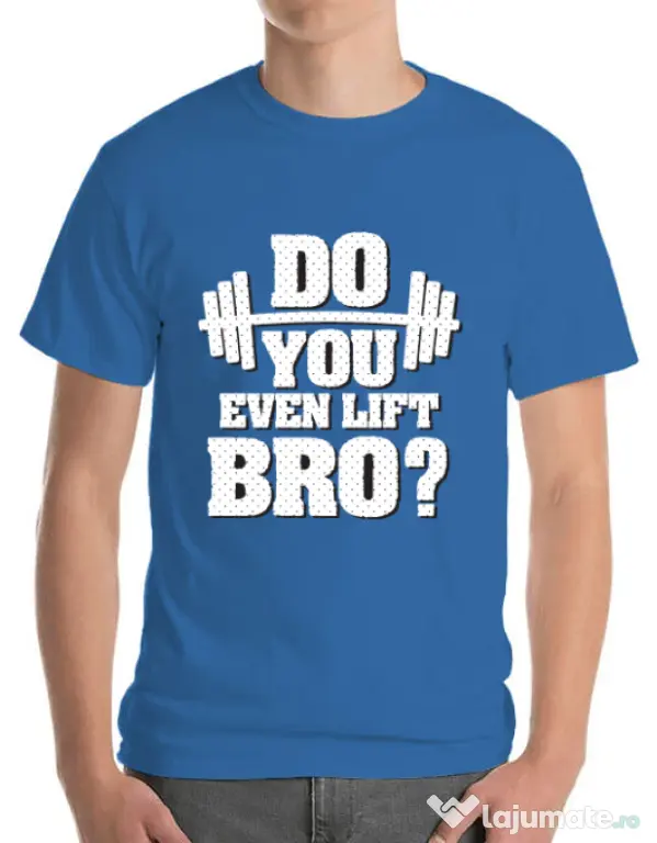 Tricou ADLER barbat Do you even lift Albastru azuriu