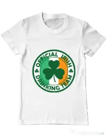 Tricou ADLER barbat Irish Drinking Team Alb