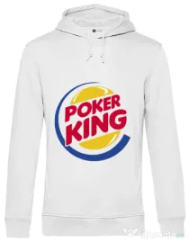 Hoodie barbat cu gluga Poker King Alb
