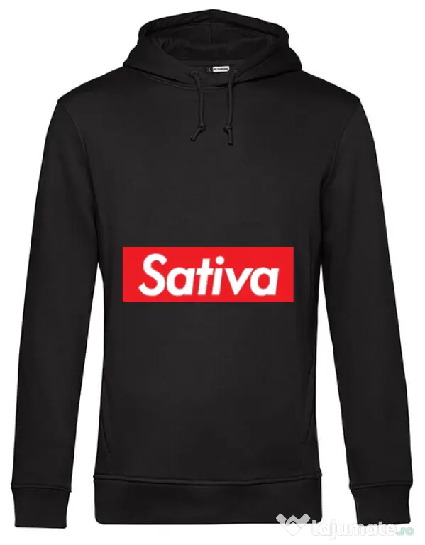 Hoodie barbat cu gluga Sativa Negru