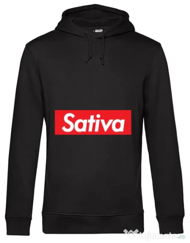 Hoodie barbat cu gluga Sativa Negru