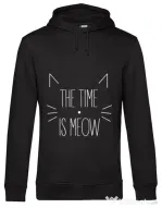 Hoodie barbat cu gluga The time is meow Negru