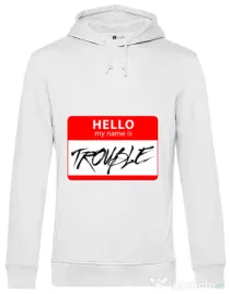 Hoodie barbat cu gluga Trouble Alb