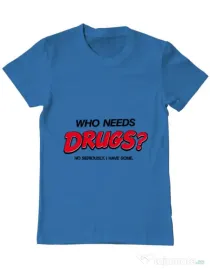 Tricou ADLER barbat Who needs drugs Albastru azuriu