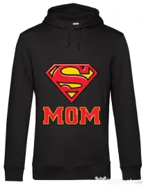 Hoodie barbat cu gluga Super mom Negru