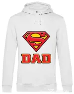 Hoodie barbat cu gluga Super Dad Alb