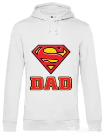 Hoodie barbat cu gluga Super Dad Alb