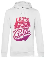 Hoodie barbat cu gluga Let's fuck in public Alb