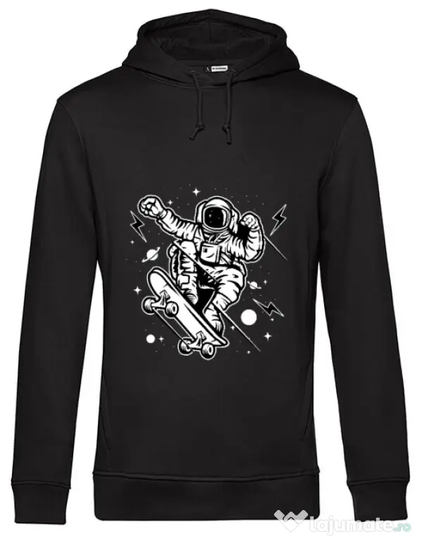 Hoodie barbat cu gluga Skate Space Negru