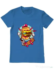 Tricou ADLER barbat Burger Skater Albastru azuriu