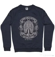 Bluza ADLER barbat Think Like A Captain Act Like A Pirate Denim inchis