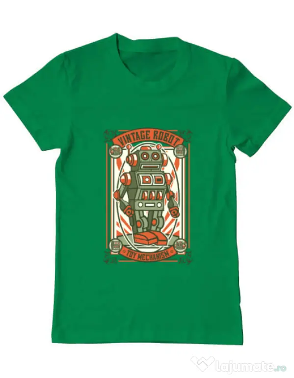 Tricou ADLER barbat Vintage Robot Verde mediu