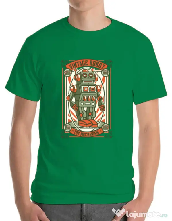 Tricou ADLER barbat Vintage Robot Verde mediu