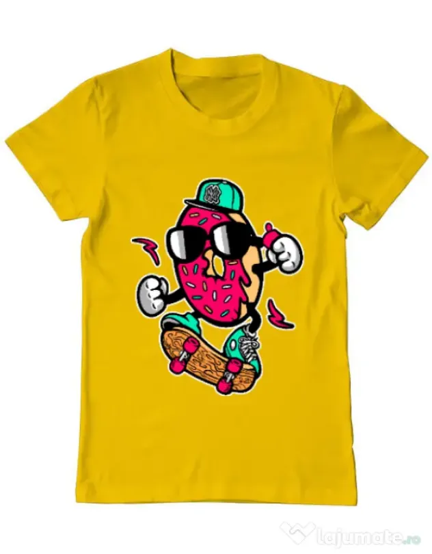 Tricou ADLER barbat Donut skater Galben
