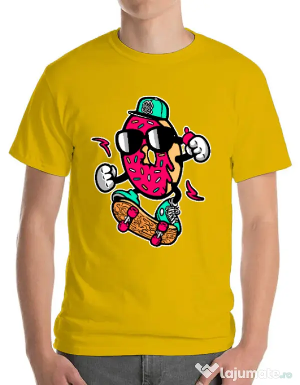 Tricou ADLER barbat Donut skater Galben