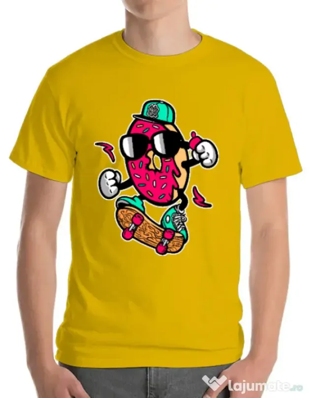 Tricou ADLER barbat Donut skater Galben