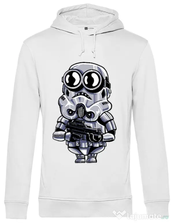 Hoodie barbat cu gluga Minion trooper Alb